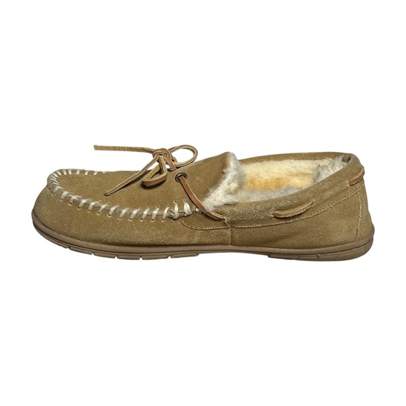 The Vermont Country Store ~ Australian Shearling Moccasin Slippers ~ Size 8 Tan